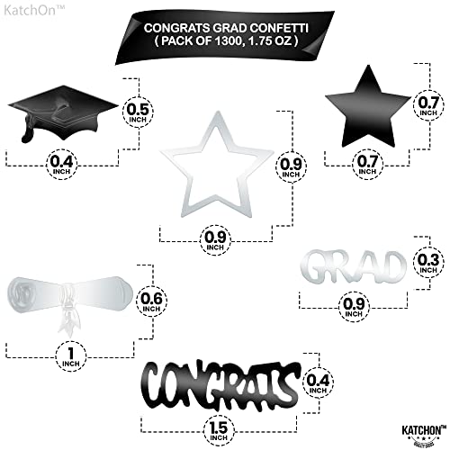 Image of KatchOn, Black and Silver Graduation Confetti - Pack of 1300 | Grad Confetti for Graduation Decorations 2026, Black and Silver 2026 Graduation Decorations, Grad Table Decorations 2026