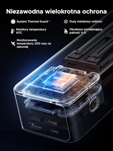 UGREEN Nexode Power Bank 25000mAh 200W power bank z 3 portami, zewnętrzna bateria z wyświetlaczem TFT, USB C PD 3.1, kompatybilny z iPhone 15/14 Pro Max, Galaxy S24 Ultra, Macbook Pro, Dell, więcej