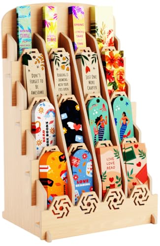 Bookmark Display Stand for Vendors – Wooden Bookmark Holder Display