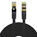 Produktbild Veetop 50m Lan Kabel Cat 7 Netzwerkkabel Flach für 10 Gigabit Ethernet mit vergoldetem RJ45. Schwarz