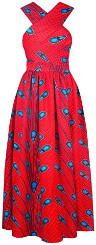 OLIPHEE Dames Afrikaanse jurken mouwloze maxi-jurk bloemenpatroon meerkleurige avondjurk elegante cocktailjurk - Image 4