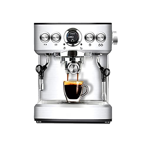 Máquina de café espresso semiautomática, acero inoxidable cepillado, vapor y espuma para bebidas con leche, macchiato…