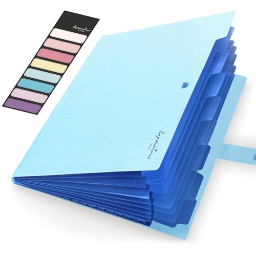 Sooez Accordion File Organizer 8 Pocket, Expanding File Folder with Labels