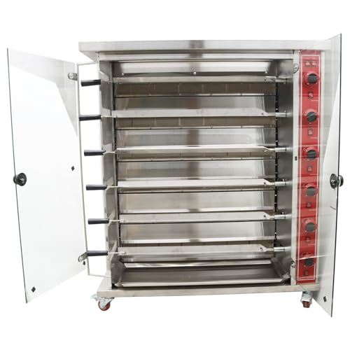 WYDDDARY 6-Roller Vertical Gas Chicken Roaster Oven Commercial Stainless Steel Rotary Chicken Rotisserie Machine Adjustable Firepower with Six Burners Six Brochettes 110V