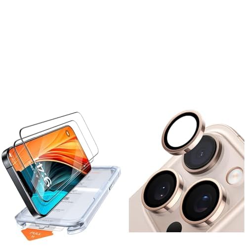 TORRAS for iPhone 16 Pro Max Screen Protector+ iPhone 16 Pro Max Camera Protector,Desert Titanium