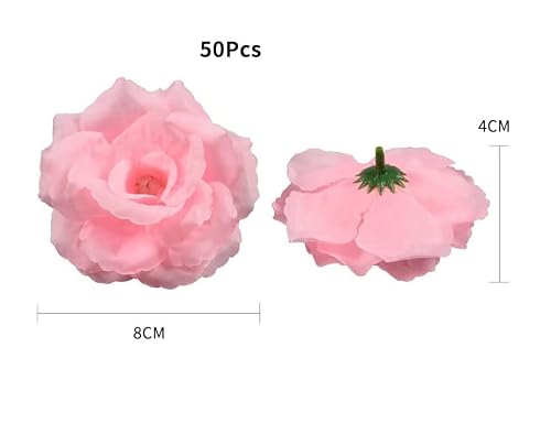 Worldoor 50 Pack Pink Flowers For Decoration, 3 Inch Stemless Silk Cloth Roses For Wall Decorations, Wedding Receptions, Faux Bouquets, Spring Decor, Diy Arts And Crafts Projects (Pink) #TOP1