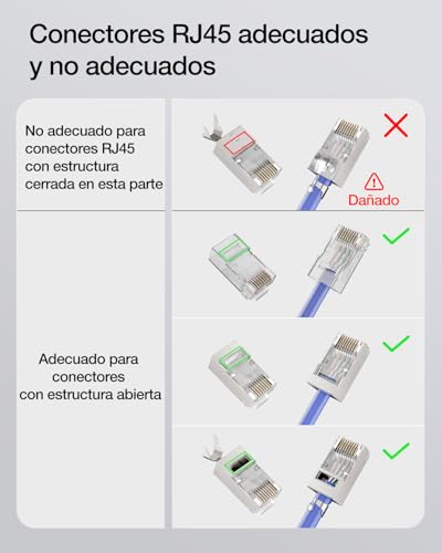 Miniatura 4 de Vce Gj670bl Crimpadora Para Conectores Pasante Rj45 Cat7 Cat6a Cat6 Cat5 Herramienta De Crimpado Rj45