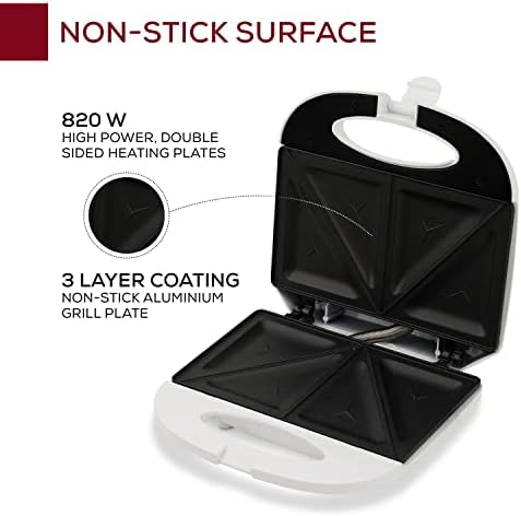 NYRA Electric Sandwich Maker 3 Layer Non-Stick Aluminium Sandwich Plate Toasted Sandwich Maker, Sandwich Toaster Press Machine 820w Make 2 Makes 2 Toasties in 4 Minutes(White)