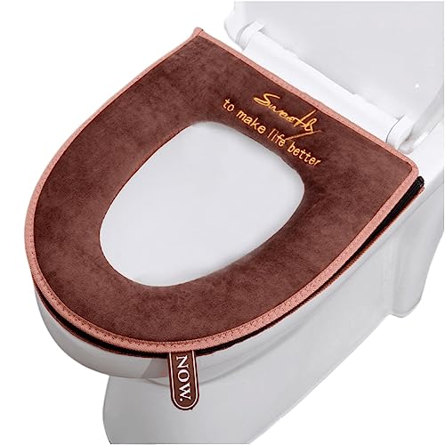 Youesedew Copri WC Universale，copriwater Caldo，Tappeto di Protezione per WC Sedile per Forma a U,Sedile del WC per Quattro Stagioni，copriwater in Tessuto Caldo.（Cachi 1pc）