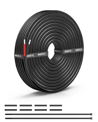 NAOEVO 18 Gauge Wire 2 Conductor Electrical Wire, 18 AWG Stranded PVC Cord, 12V Low Voltage/Tinned Copper/Flexible Cable for Automotive Wiring, Lamp Cord, Marine Cable (15FT)
