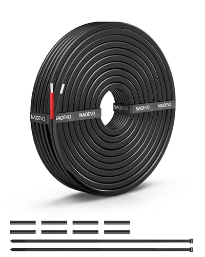 NAOEVO 18 Gauge Wire 2 Conductor Electrical Wire, 18 AWG Stranded PVC Cord, 12V Low Voltage/Tinned Copper/Flexible Cable for Automotive Wiring, Lamp Cord, Marine Cable (15FT)