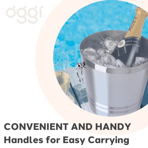 image for OGGI Stainless Steel Champagne Bucket - Large Ice Bucket with Elegant 