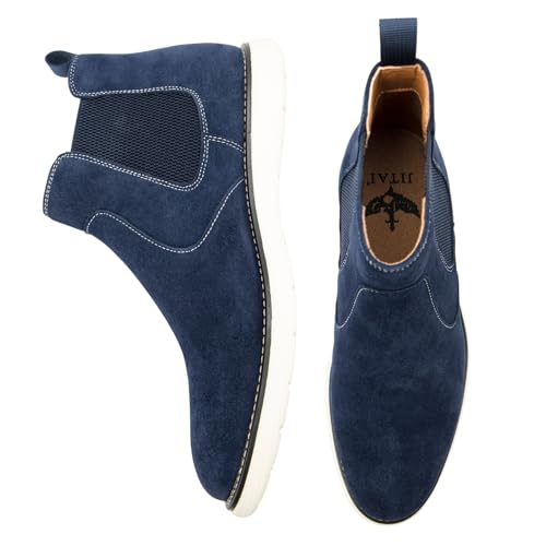 JITAI Men's Suede Leather Chelsea Boots Classic Elastic Dress Ankle Boots for Men2