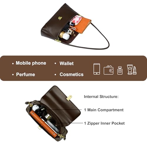 Shoulder Bag for Women Vintage Purse Leather Handbags Small Tote Bags with Buckle Closure 5