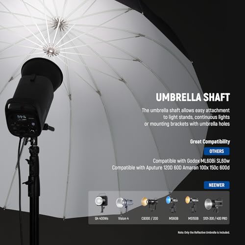 NEEWER 180cm Parabolic Reflexschirm Fotografie Umbrella Softbox mit weißer innerer Diffusorabdeckung Reinigungstuch Tasche Schnellfaltung für Kamera Studio Stativ Videolicht Monolight Blitzlicht, NS4U