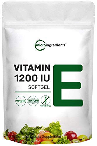 Micro Ingredients Vitamin E Softgels, 1200IU, 240 Counts, Promote Skin, Antioxidant & Immune Function, Premium Vitamin E Liquid Pills, Non-GMO