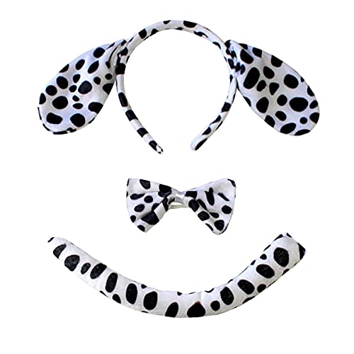 Girls Dalmatian Costume Outfit White Spotted Puppy Dog Dress Up Halloween Dalmation Costume Handmade Tutu Skirt With Dog Ears Headband Bowtie Tail For Toddler Kids Birthday Cosplay Party 12 Months #TOP3