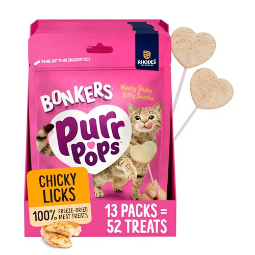 Bonkers Purrpops Freeze-Dried Chicken Flavored Lollipop Cat Treats 4 Pieces (Pack of 13)