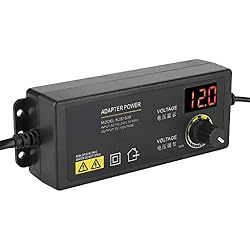 Shanrya Adaptador de Corriente Regulable, Control de Velocidad del Motor de 3 V-12 V, Conveniente Pantalla Digital LED de 60 W de Alta Eficiencia para Monitores LCD de Tiras LED