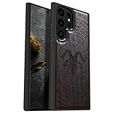 Carveit Wood Case for Galaxy S23 Ultra [Natural Wood & Black Soft TPU] Shockproof Protective Cover Unique & Classy Wooden Design Compatible with Samsung S23 Ultra (The Devil-Blackwood)