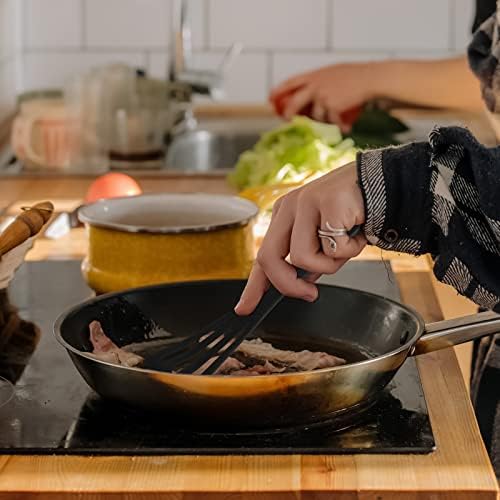 2Pcs Egg Spatula, Silicone Spatula Flexible Pancake Fish Spatula Stainless Steel for Kitchen Fish Egg Meat Dumpling Frying (Black)