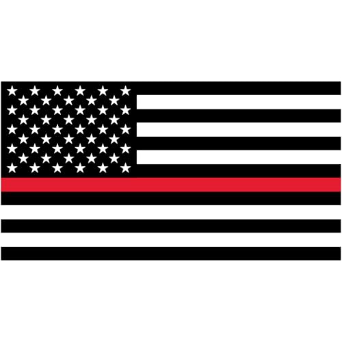 Image of Stickios Firefighter Sticker American Flag Thin Red Line - Made in USA | Decal for Cars, Trucks & Vehicle Windows (5.8 x 3.1 inches)