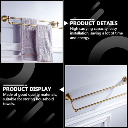 Porte-serviettes double laiton marron 55 cm installation facile murale - 5
