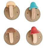 Sahgsa Ganci Appendiabiti a Forma di Fungo in Legno Appendiabiti da Parete Rustici Colorati Robusti per Vestiti Cappelli Borse in Legno Massello per Camerette 4 Pezzi