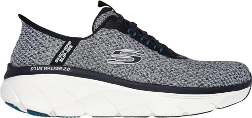Skechers - Mens D'Lux Walker 2.0 - Taurrel Slip On Shoes, Color White/Black, Size: 9 XW US2