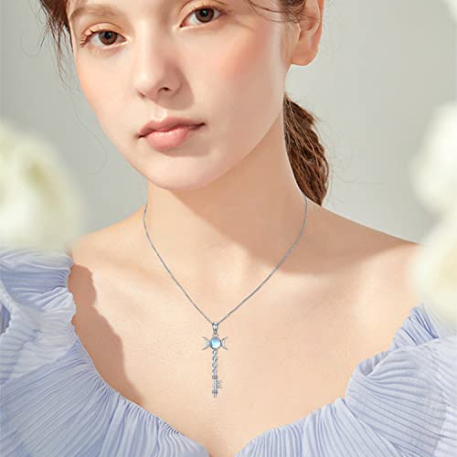 Peireara Triple Moon Goddess Necklace For Women 925 Sterling Silver Moonstone Triple Goddess Pendant Necklace Pagan Wiccan Magic Amulet Jewelry Gifts For Women Girls #TOP1