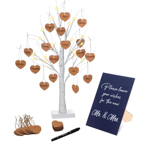 Novabright Rustic Wedding Decor 24 in LED Birch Wishes Tree
