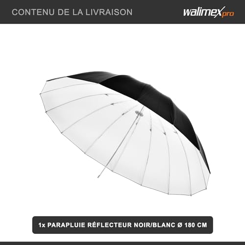 Walimex Pro Parapluie Réfléchissant Ø 180 Cm Pour Une Lumière Douce Réflecteur De Lumière Pour Un Éclai - vue 6