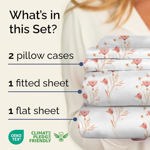 King 4 Piece Floral Sheet Set - Soft, Breathable & Cooling - Wildflower by CGK Unlimited - Used condition - Image 2