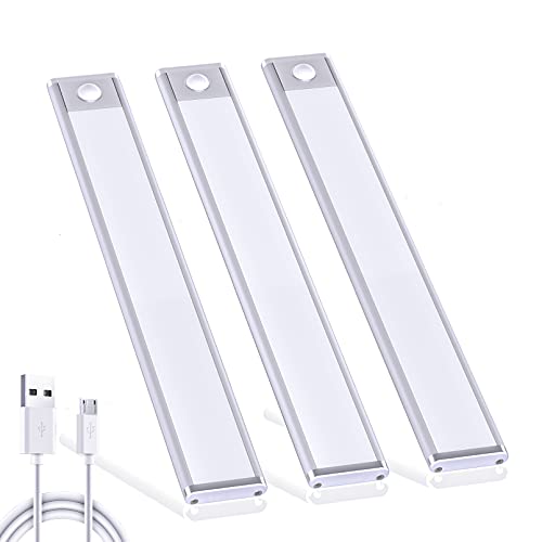 54 LED Closet Light, 6000K 2200mAh Rechargeable Motion Sensor Under Cabinet Lighting Wireless Wardrobe Light for Closet,  Stick-Anywhere Night Light for Stairs,Wardrobe,Kitchen,Hallway (3 Packs)
