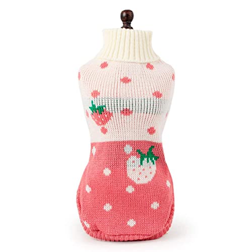 Chborchicen Pet Dog Sweaters Classic Knitwear Turtleneck Winter Warm Puppy Clothing Cute Strawberry And Heart Doggie Sweater (Pink, Medium) #TOP4