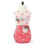 CHBORCHICEN Pet Dog Sweaters Classic Knitwear Turtleneck Winter Warm Puppy Clothing Cute Strawberry and Heart Doggie Sweater (Pink, Large) - Image 3