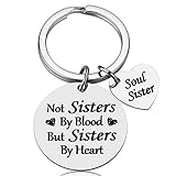 Friendship Gifts for Women Sister - Not Sister By Blood But Sisters By Heart Keychain, Birthday...