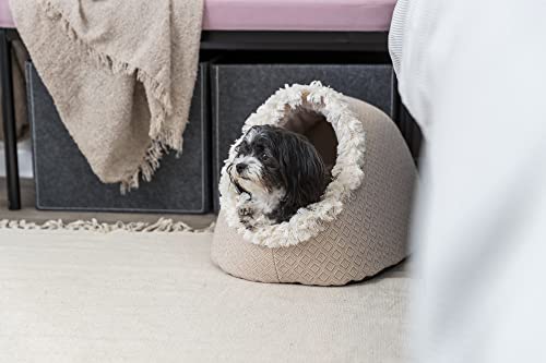 Trixie rutschfeste Kuschelhöhle für Katzen und Hunde im angesagten Boho-Design HÖHLE Boho, 35 × 26 × 41 cm, BEIGE - mit integriertem, waschmaschinengeeignetem Wendekissen - 38210