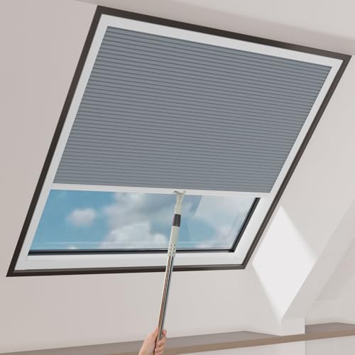 MYshade Custom Cordless Skylight Shades,100% Blackout Cellular Honeycomb Blinds for Roof Inclined Plane and Room Windows - UV Protection, Energy-Efficient, Easy Install (Nonwoven Fabric-Gray Purple)