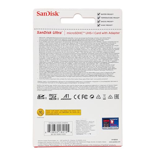Image of SanDisk 32GB Class 10 Micro SDHC Memory Card with Adapter (SDSQUAR-032G-GN6MA)