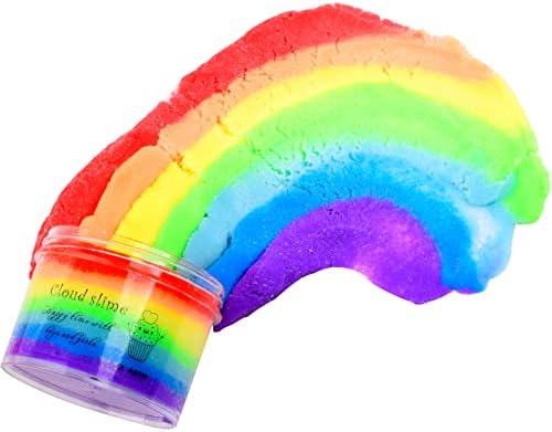 Fluffy Rainbow Cloud Slime, Colorful Scented Slime Kit for Kids Party Favor, Soft and Gentle, With Cute Rainbow Slime Charms, Stress Relief Putty Toy for Girls and Boys