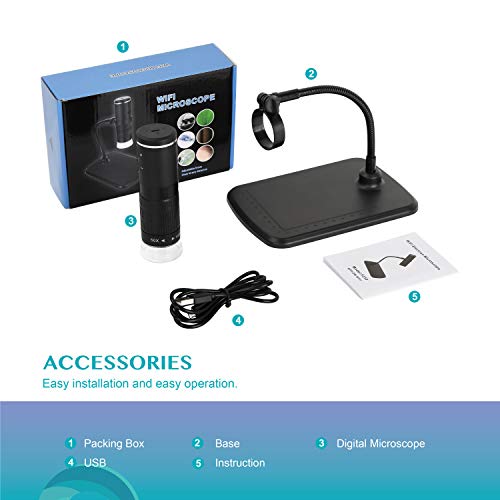 AOMEKIE Wireless WiFi Microscope 50-1000X 1080P Handheld Digital Microscopes Portable with 8 LED Light for Phone and Pad