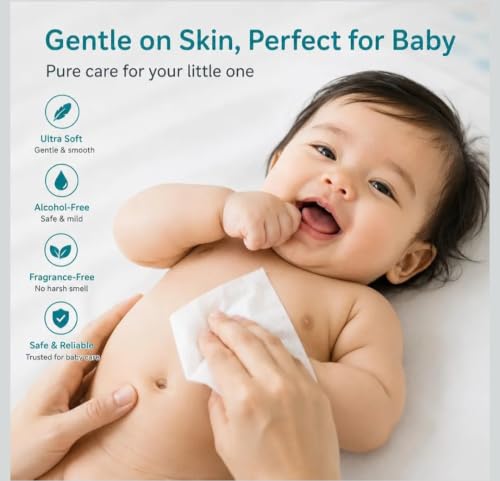 Image of ​Mini Wet Wipes for Kids and Adults (64 Count, 8 Packs of 8) - Portable Pocket Size Water Tissues, Alcohol & Fragrance Free, Sensitive Skin Safe Travel Wipes for Hand and Face Cleansing