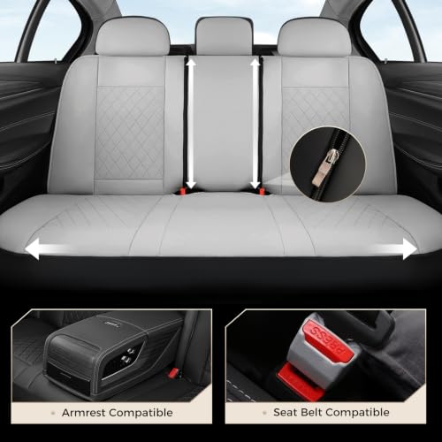 Image of Coverado Car Seat Covers Full Set, Automotive Leather Seat Covers for Car,Universal Fit Front Back Seat Cover, Non-Slip Waterproof Breathable Car Seat Protector