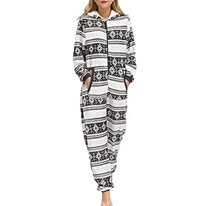 Geagodelia Vrouwen Pluche Romper Winter Een Stuk Pyjama Koraal Fleece Lange Mouwen Jumpsuit Onesies Fleece Nachtkleding…