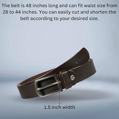 Image of RABELL Genuine Leather Belt for Men Leather Original | Belt for Men Formal & Casual Original Branded belt | Adjustable size Fits Waist up to 46 inches 1.5in Width Zinc Casted Buckle Comes in Gift Box