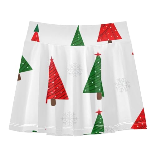 Joisal Tennis Skirts Kids Red Green Christmas Trees Athletic Shorts for Girls Skorts Children Pleated 4t2
