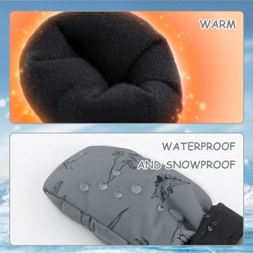 Image of Duoyeree Toddler Winter Gloves, Waterproof Fleece Lined Ski Mittens 1-6Y | Waterproof outer fabric with thick soft lining, keeps toddlers' hands dry and warm during snow play