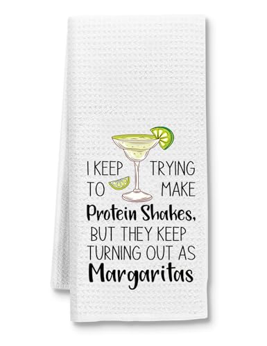 Kisjo I Keep Trying To Make Protein Shakes - Funny Kitchen Towels Hand Towels, Kitchen Dish Towels Flour Sack Tea Towels, Housewife Kitchen Towels For Women Mom Grandma Birthday cover
