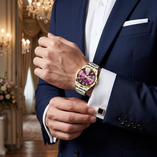 Image of LONGBO Zenith Diamond Analog Watch for Men Business Stainless Steel Watches Luxury Men's Wristwatch | Birthday Gift for Men | Gift for Husband | Gift for Brother
